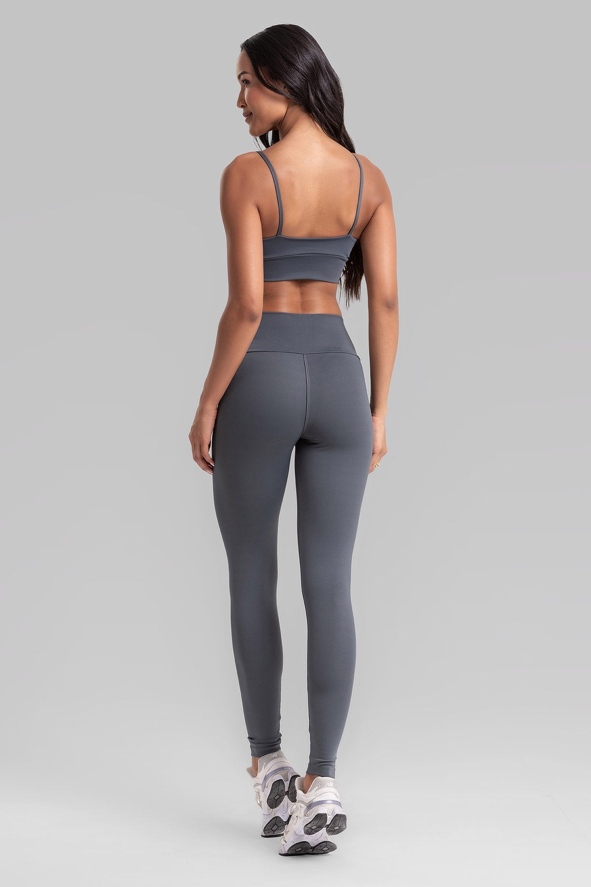 Fitness Set Double-Strap Sports Bra + Leggings + Short Intense – Graphite
