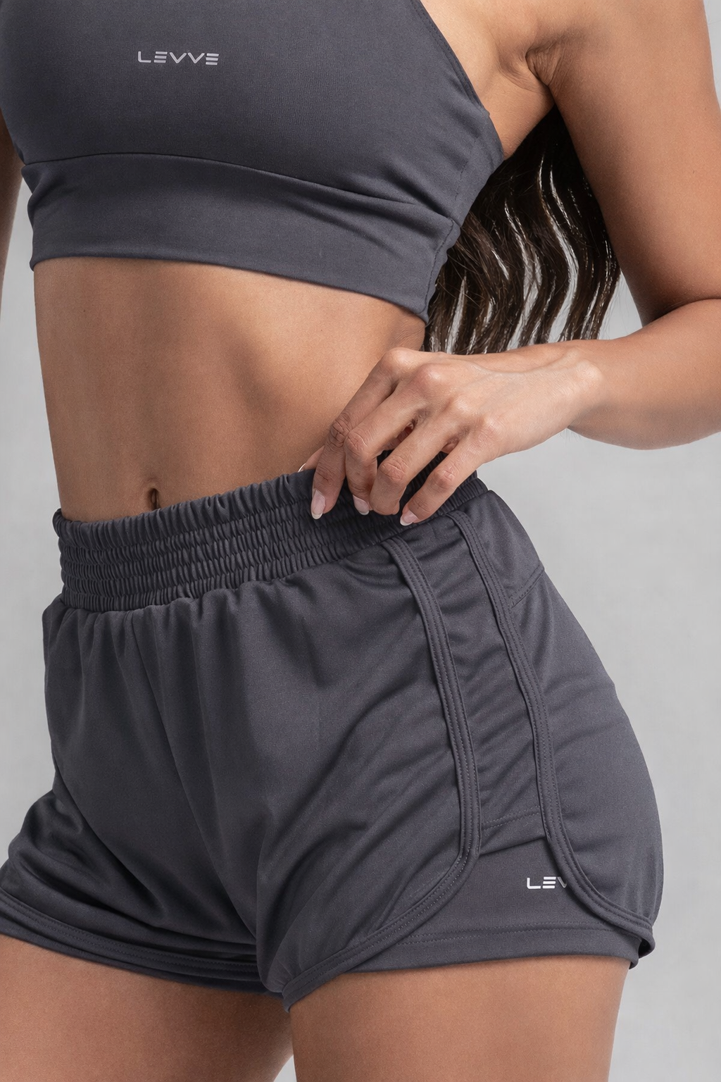 Cropped Top + Double Shorts Graphite