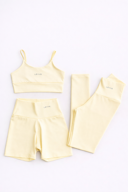 Fitness Set Double-Strap Sports Bra + Leggings + Short Intense – Butter