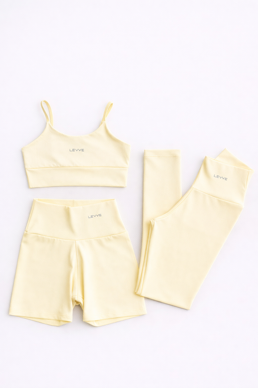 Fitness Set Double-Strap Sports Bra + Leggings + Short Intense – Butter