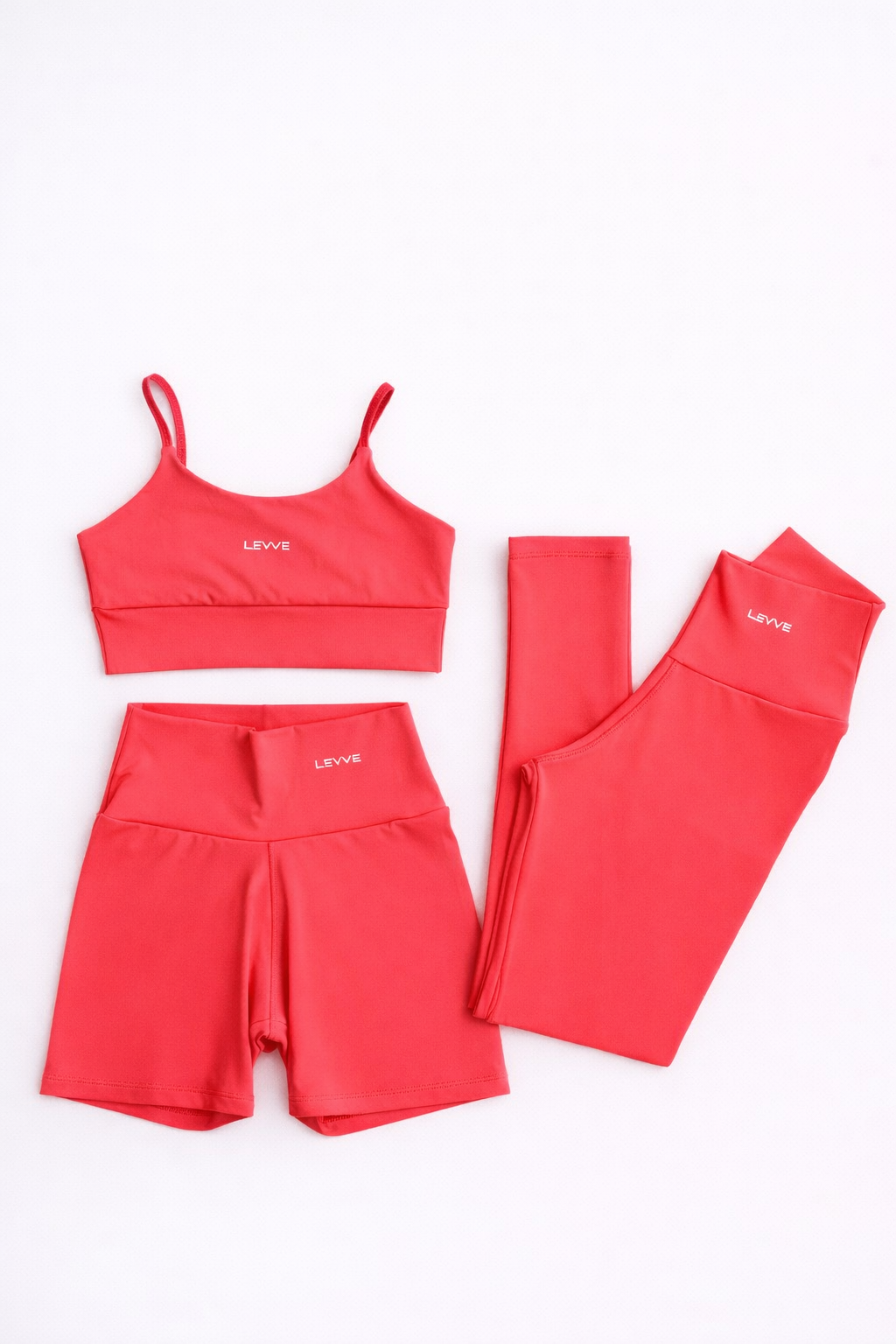 Fitness Set Double-Strap Sports Bra + Leggings + Short Intense – Pitaya