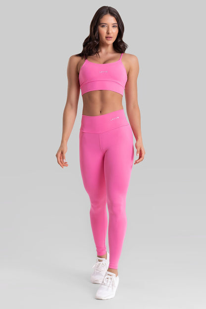 Fitness Set Double-Strap Sports Bra + Leggings + Short Intense – Pop Pink