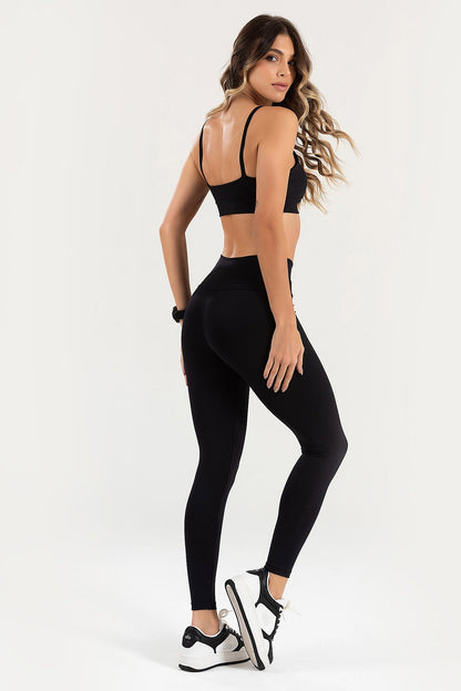 Double-Strap Sports Bra + Basic Leggings Intense Black