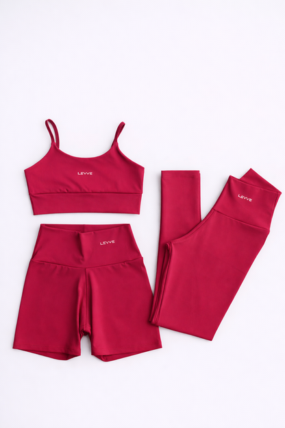 Fitness Set Double-Strap Sports Bra + Leggings + Short Intense – Valentino