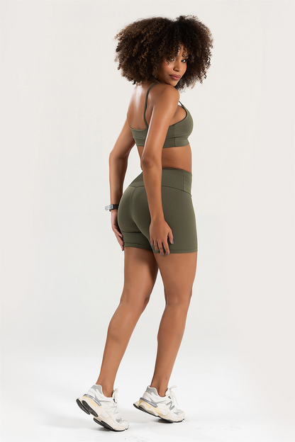 Women's Set Top + Fitness Shorts Pulse Olive