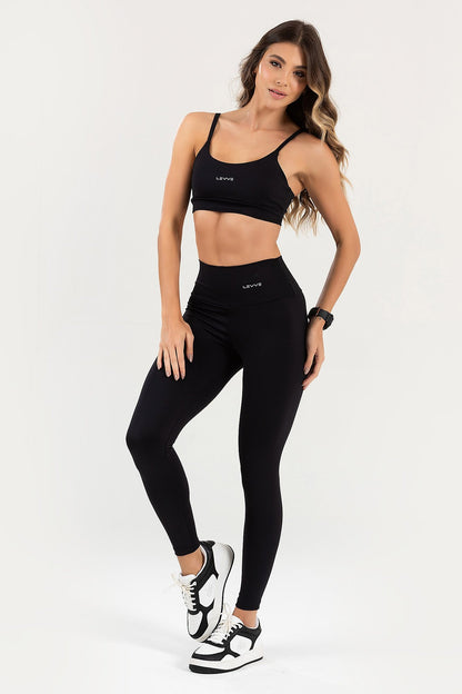 Double-Strap Sports Bra + Basic Leggings Intense Black
