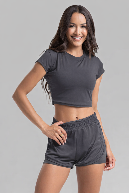 Cropped Top + Double Shorts Graphite