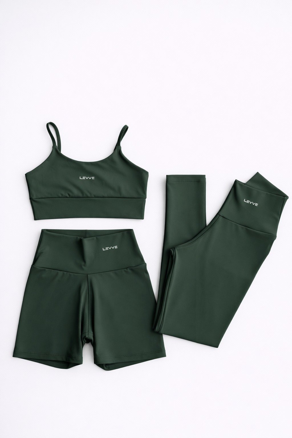 Fitness Set Double-Strap Sports Bra + Leggings + Short Intense – Botanical