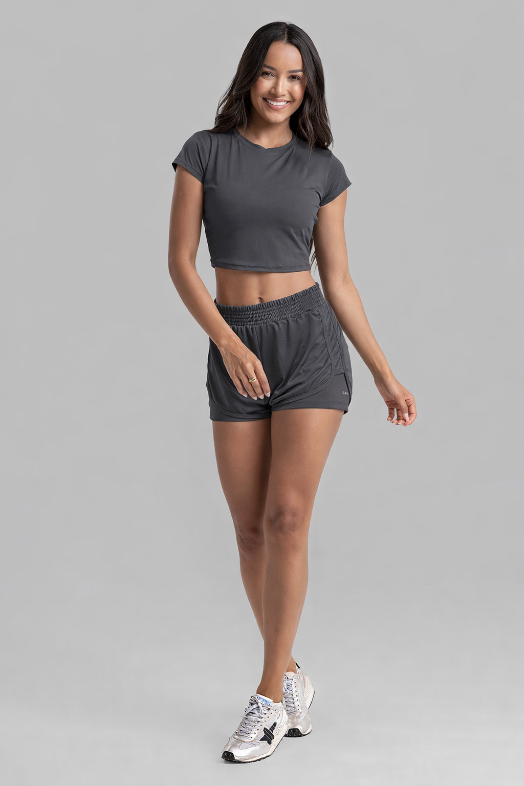 Cropped Top + Double Shorts Graphite