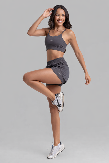 Double Shorts Women's Fitness Nory Intense - Graphite