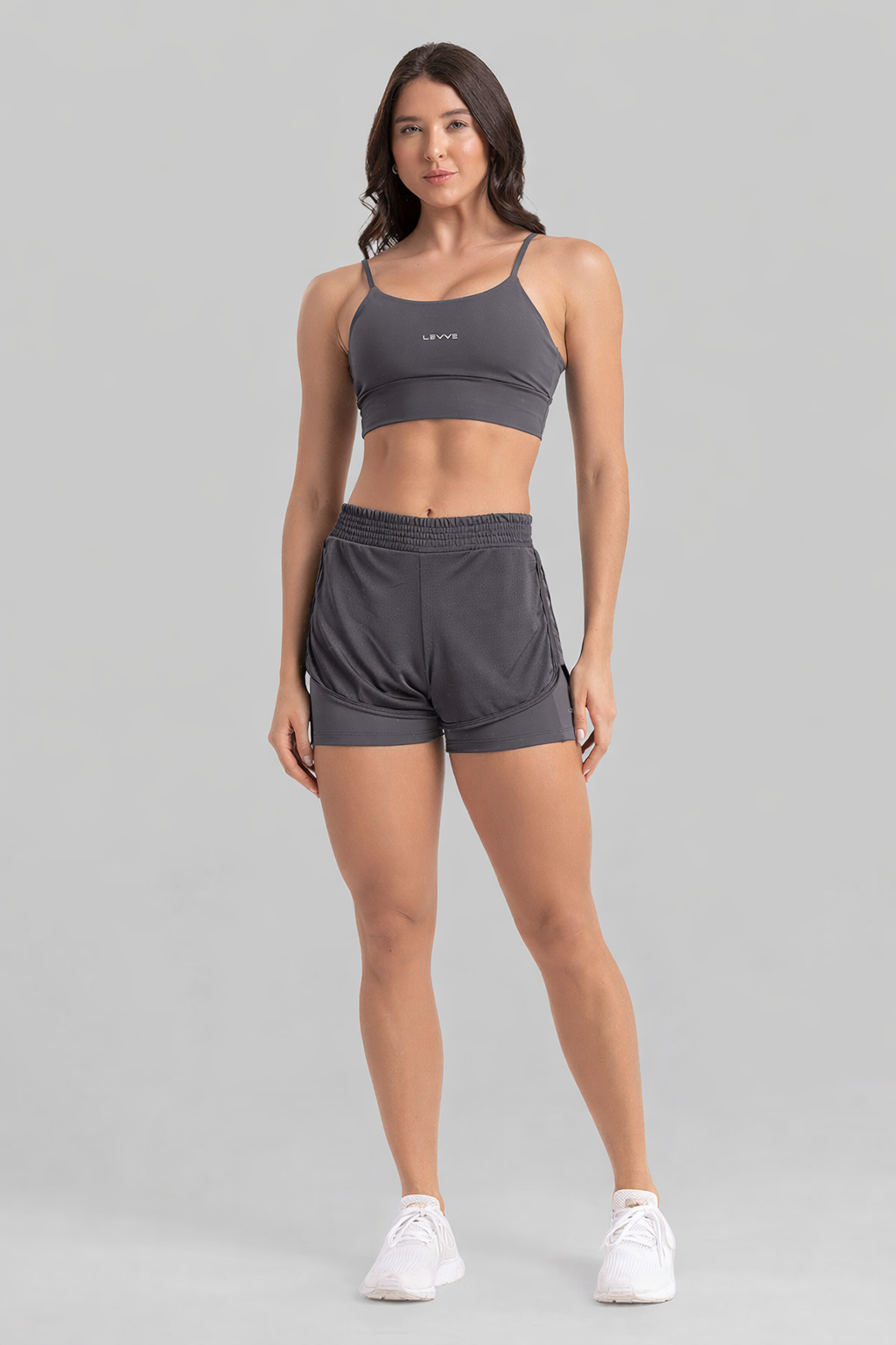 Double Shorts Women's Fitness Nory Intense - Graphite