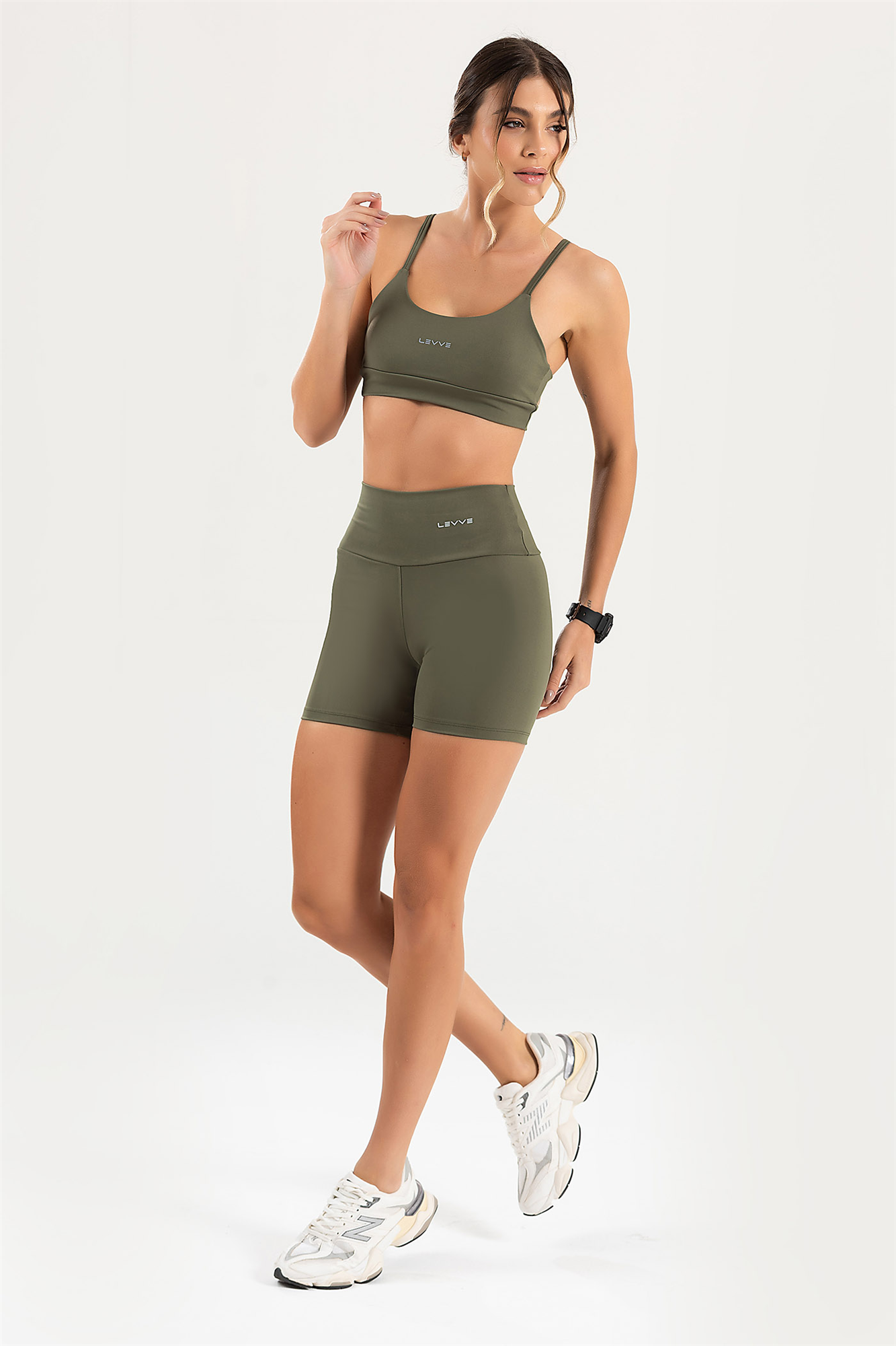 Women's Set Top + Fitness Shorts Pulse Olive