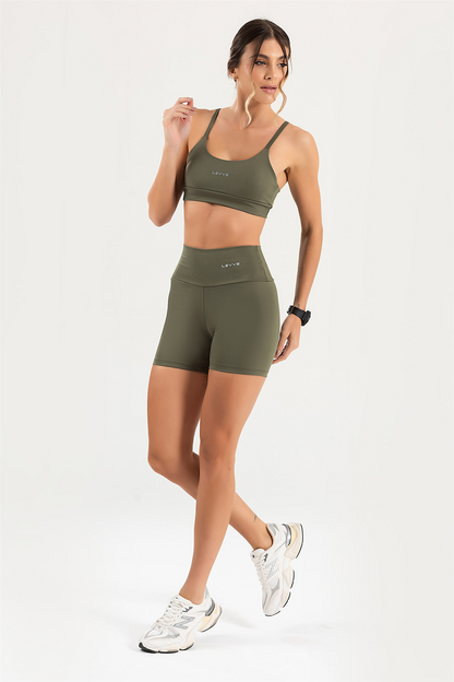 Women's Set Top + Fitness Shorts Pulse Olive