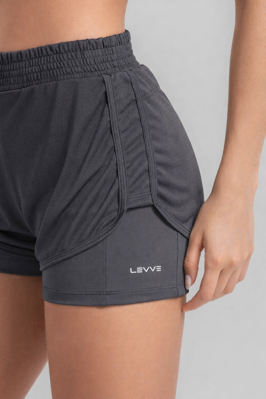 Cropped Top + Double Shorts Graphite