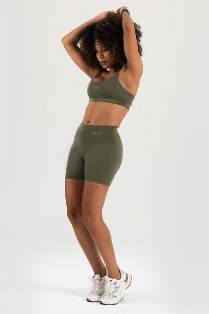 Women's Set Top + Fitness Shorts Pulse Olive