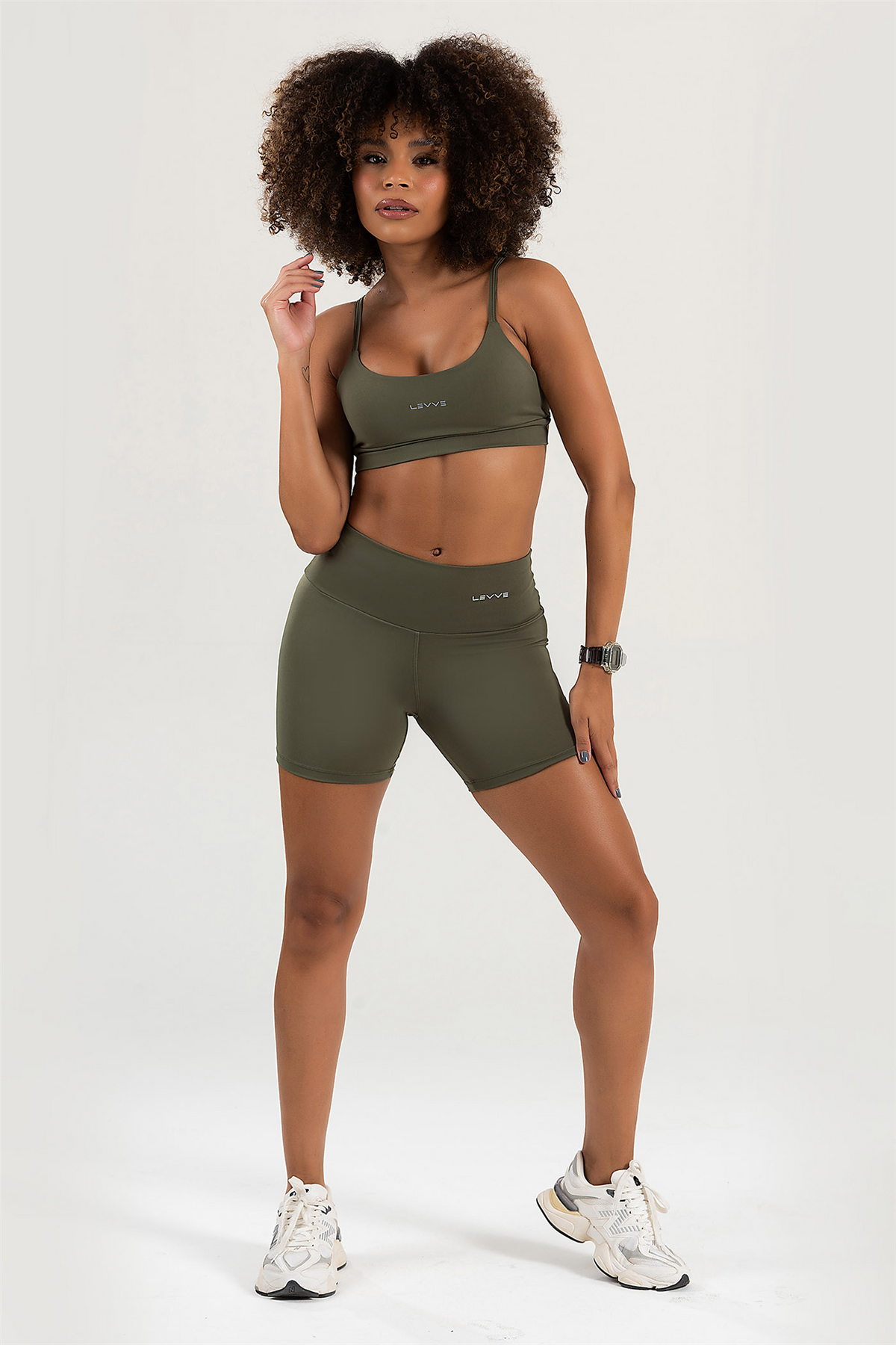 Women's Set Top + Fitness Shorts Pulse Olive
