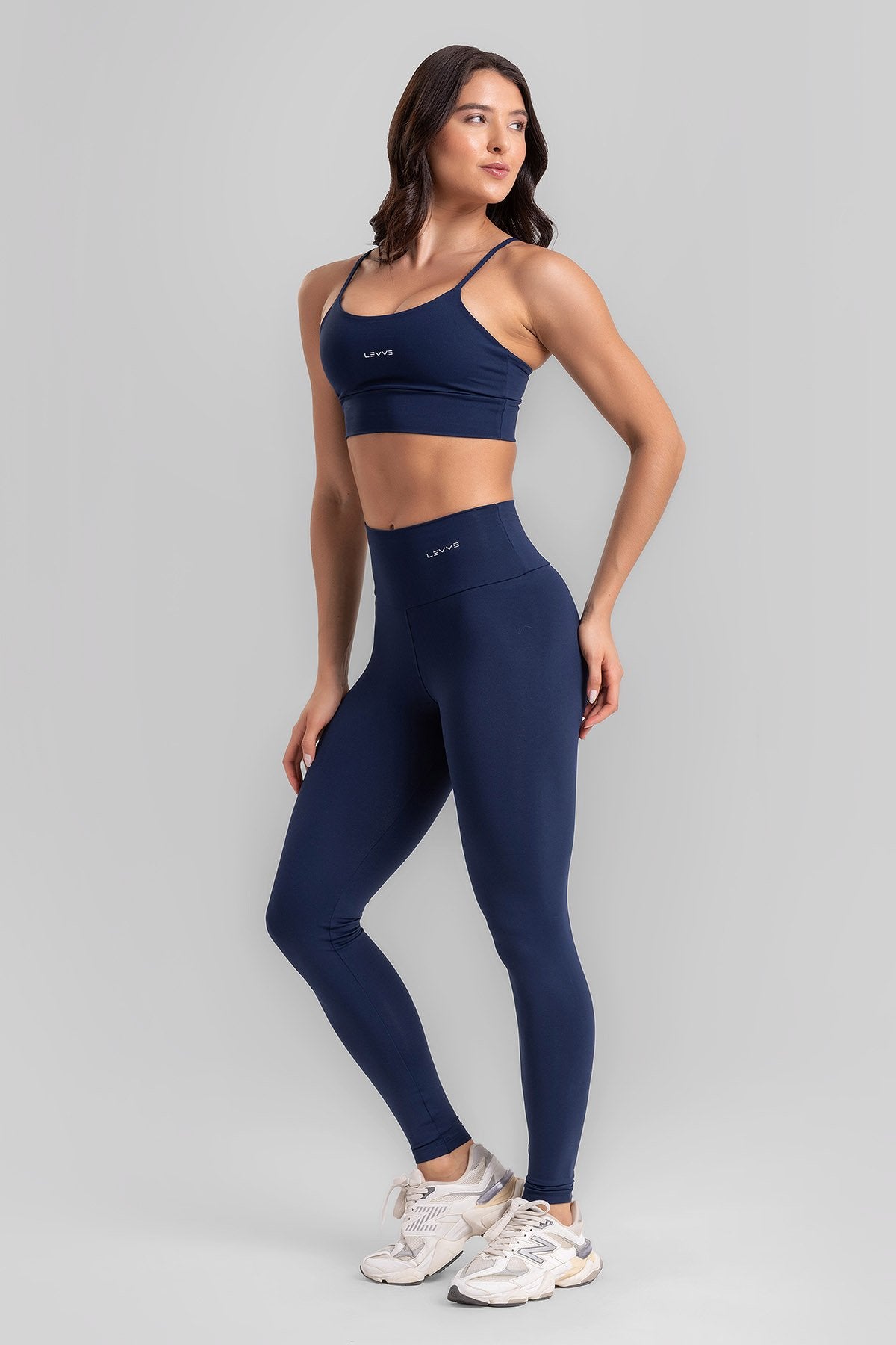 Fitness Set Double-Strap Sports Bra + Leggings + Short Intense – Navy