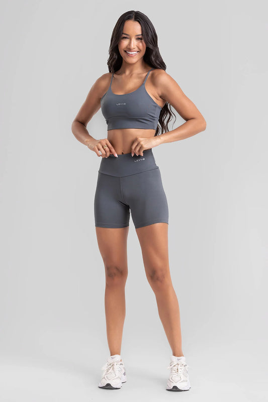 Double-Strap Sports Bra + Basic Shorts Intense Graphite