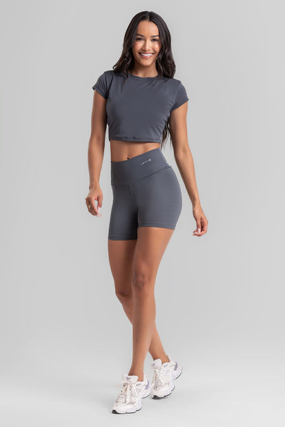 Cropped Top + Basic Shorts Graphite