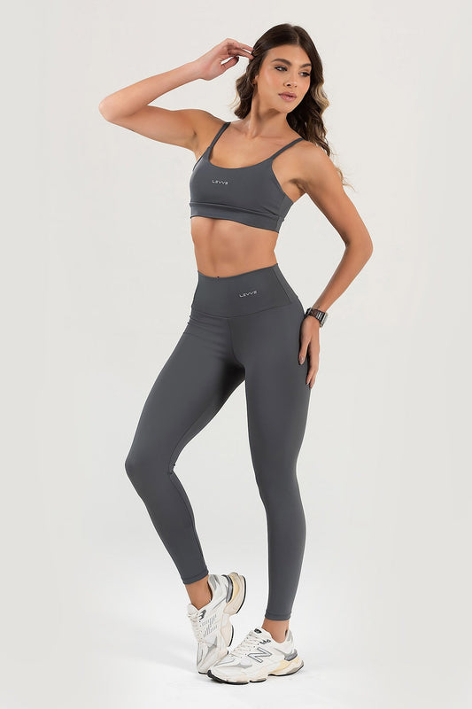 Women's Set Top + Leggings Fitness Pulse Charcoal Grey