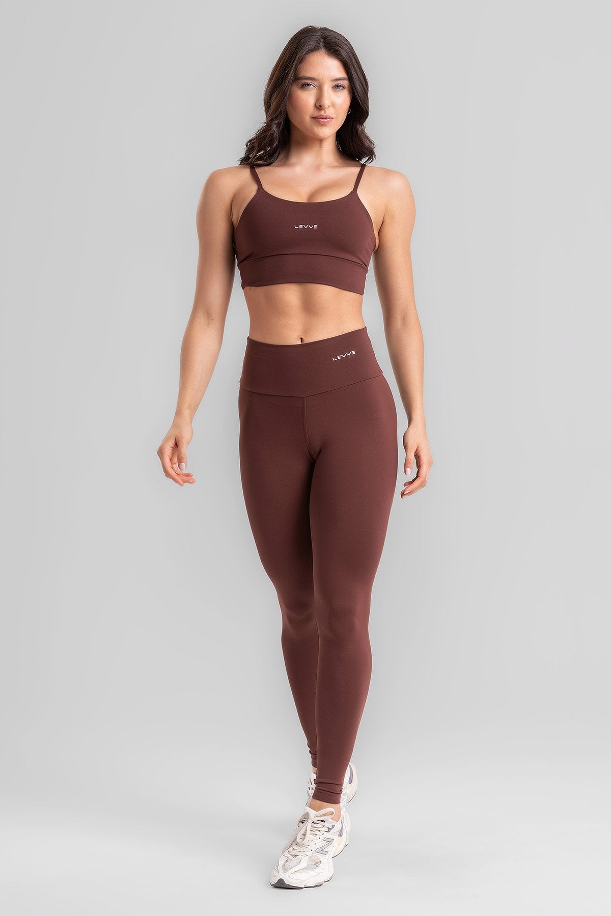 Fitness Set Double-Strap Sports Bra + Leggings + Short Intense – Leather