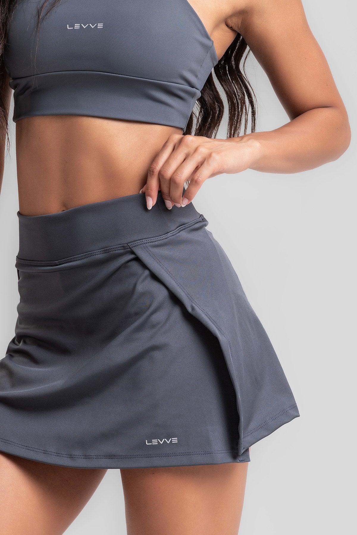 Double Sports Bra + Wrap Skort Intense Graphite
