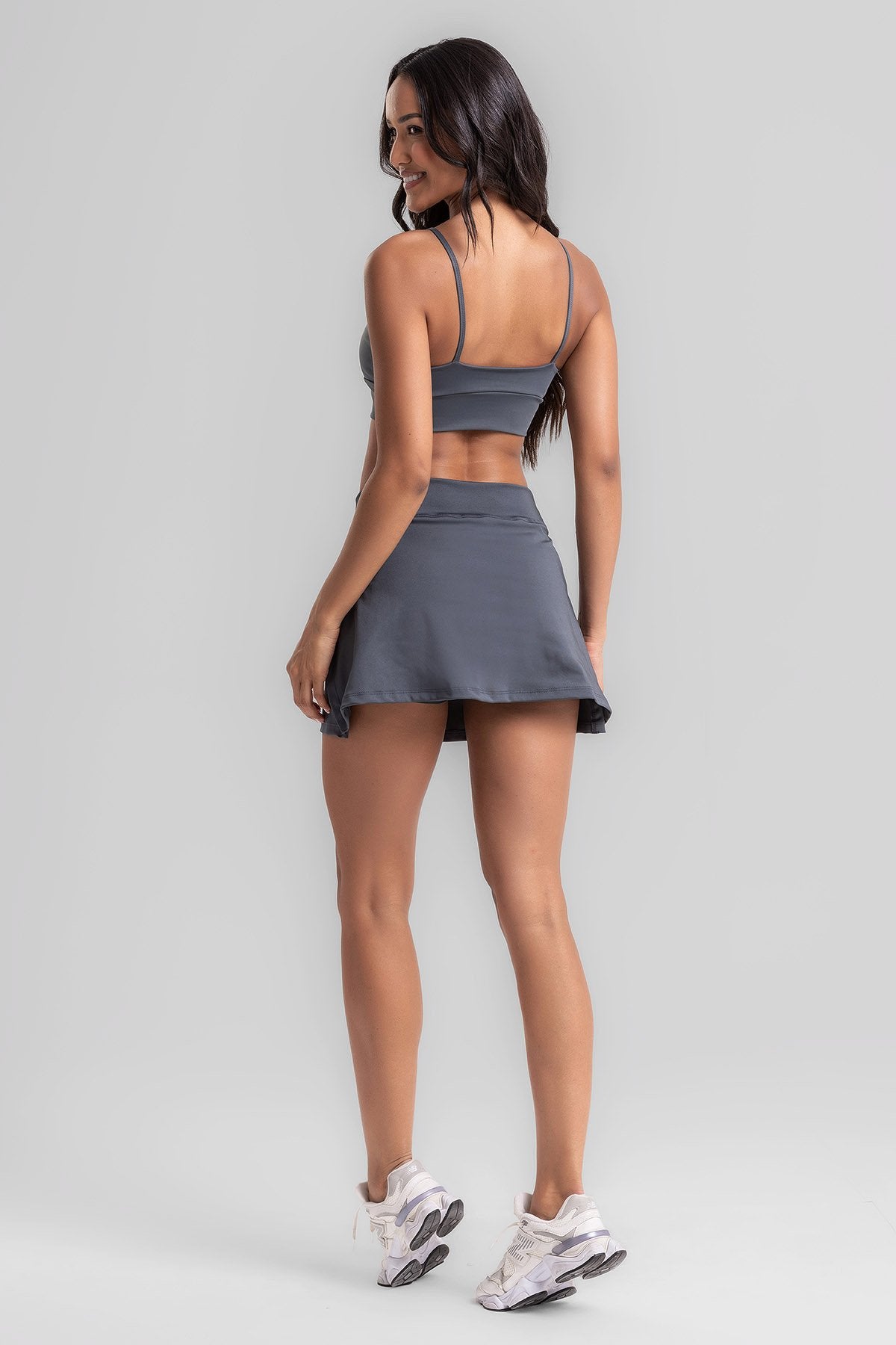 Double Sports Bra + Wrap Skort Intense Graphite