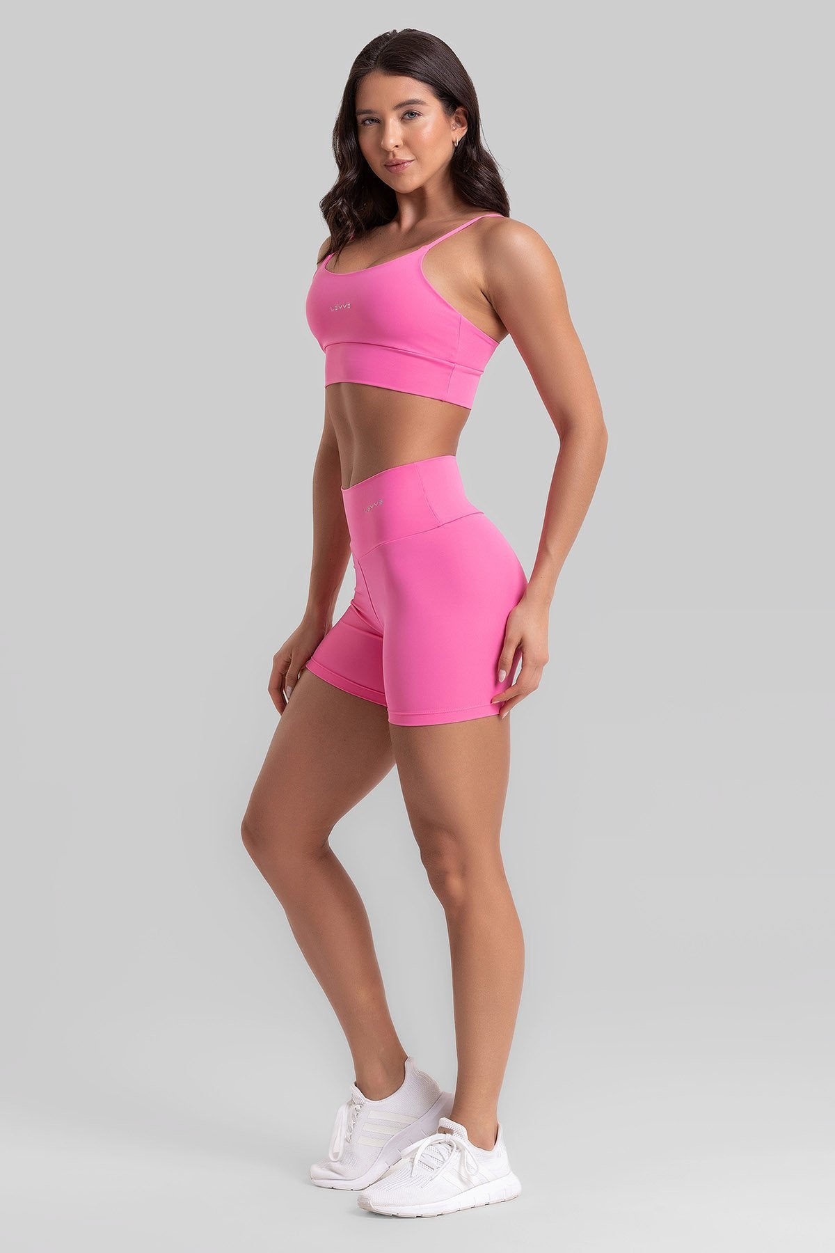 Fitness Set Double-Strap Sports Bra + Leggings + Short Intense – Pop Pink