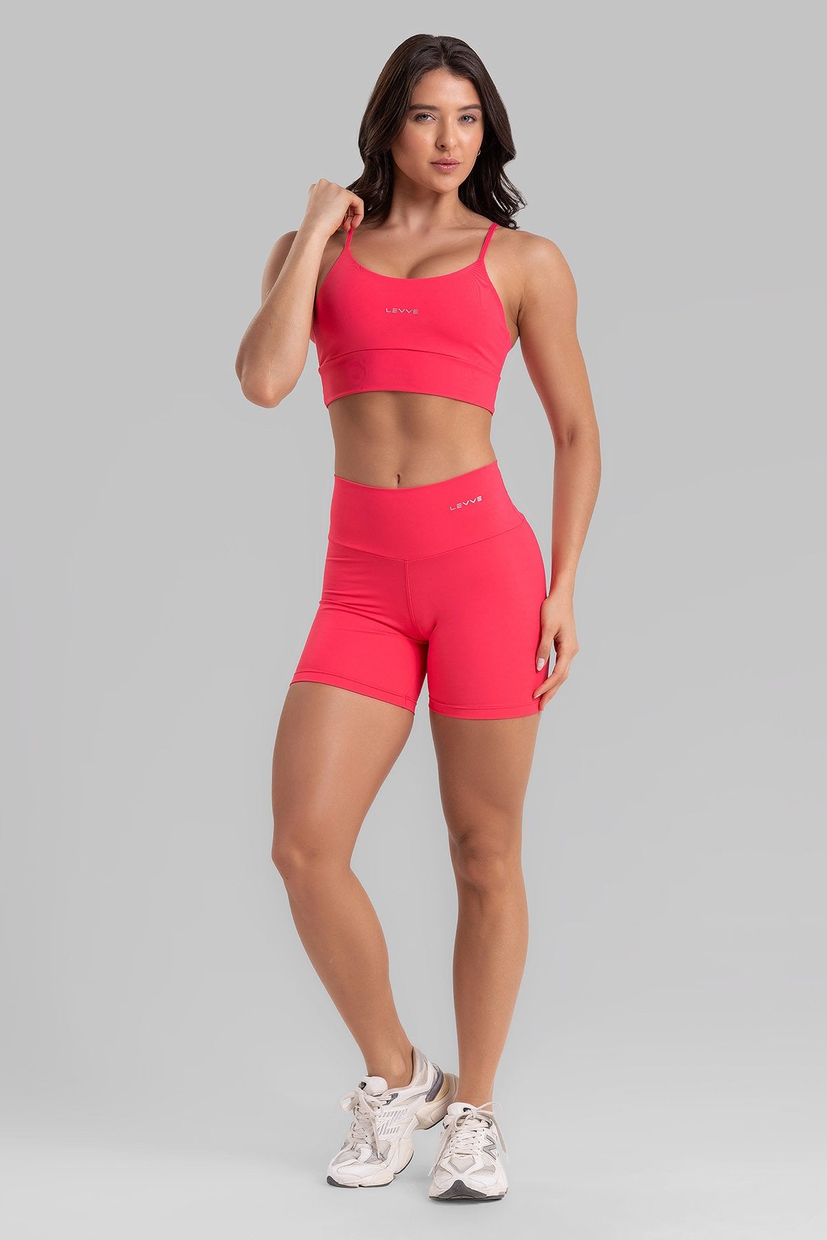 Fitness Set Double-Strap Sports Bra + Leggings + Short Intense – Pitaya
