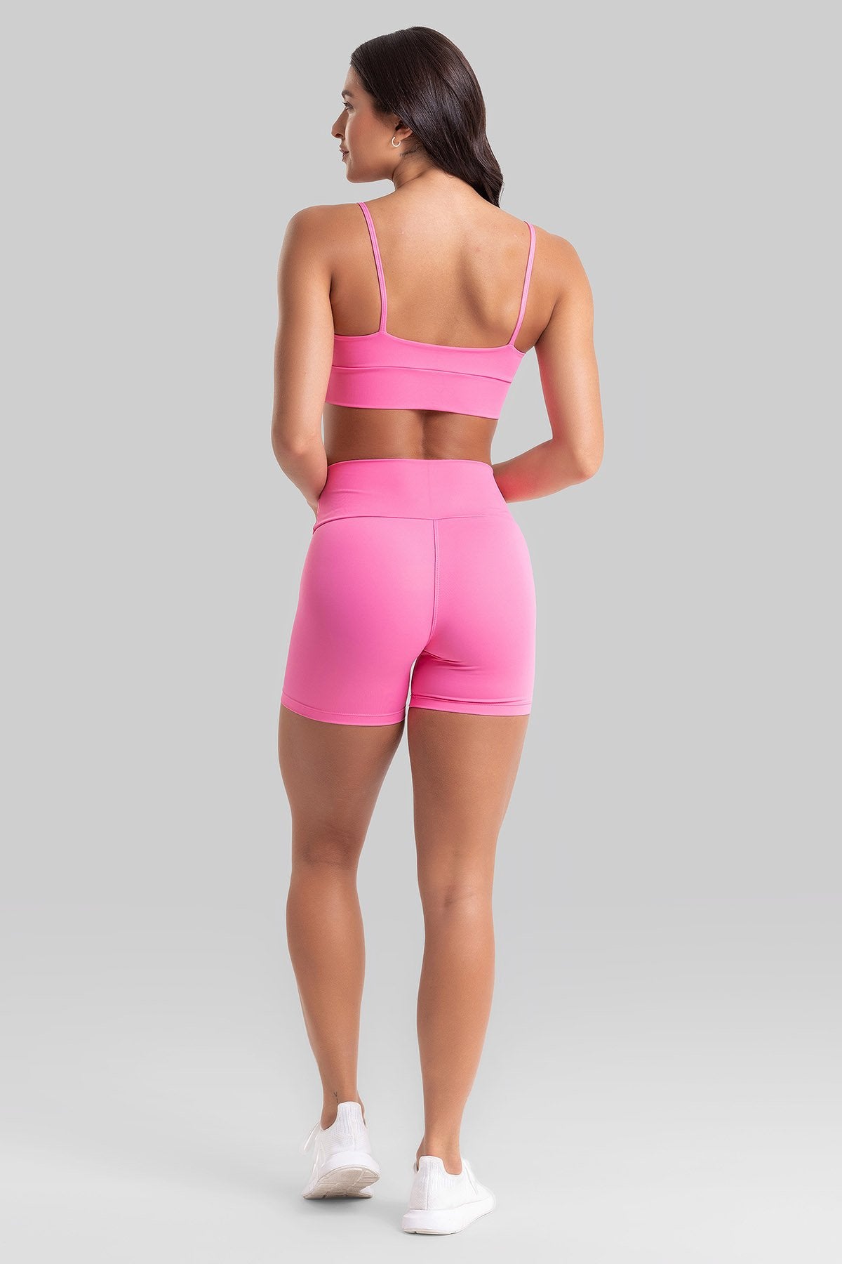 Fitness Set Double-Strap Sports Bra + Leggings + Short Intense – Pop Pink