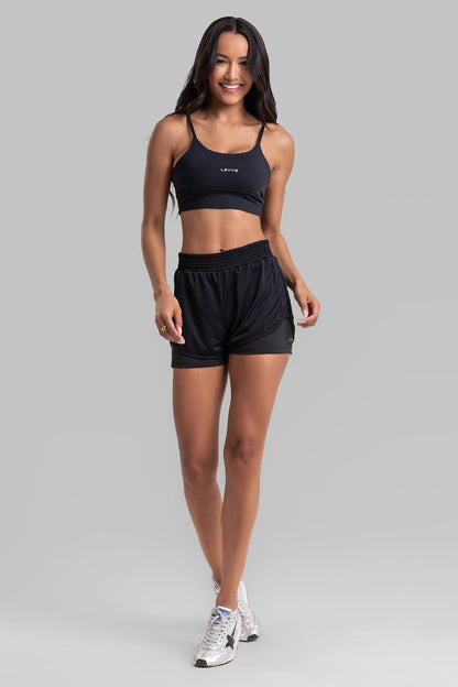 Double Sports Bra + Double Shorts Black