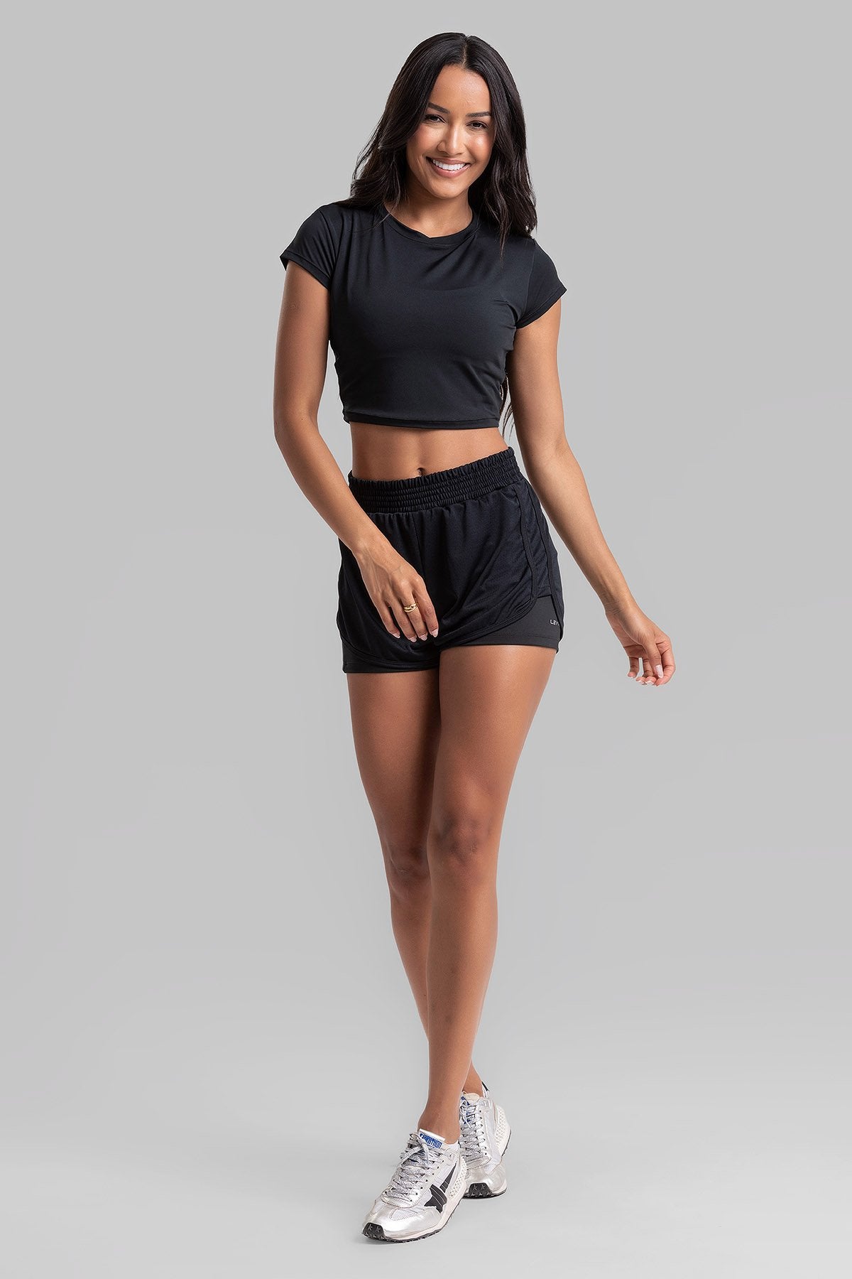 Cropped Top + Double Shorts Intense Black