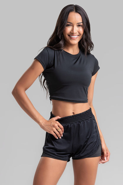 Cropped Top + Double Shorts Intense Black