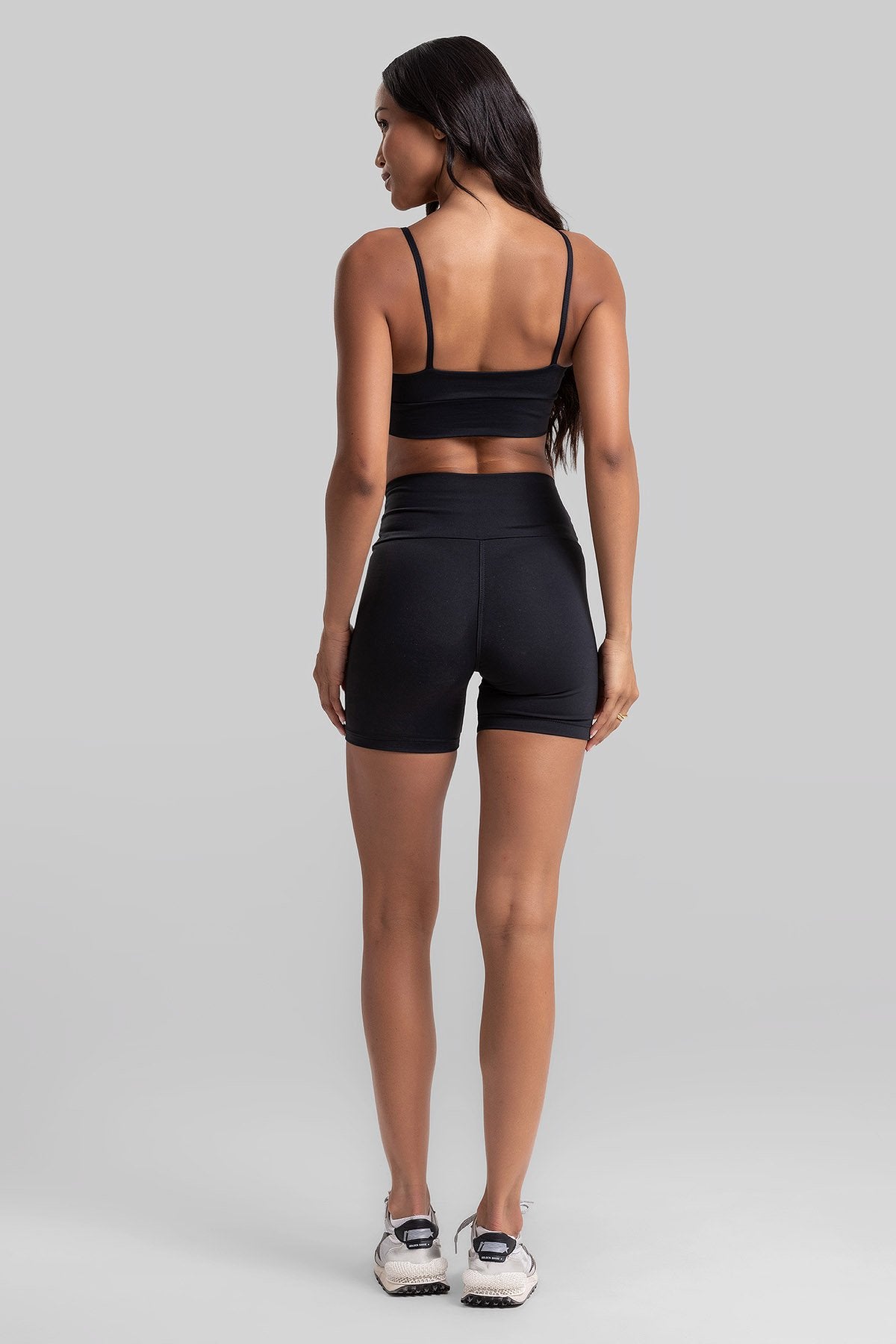 Fitness Set Double-Strap Sports Bra + Leggings + Short Intense – Black