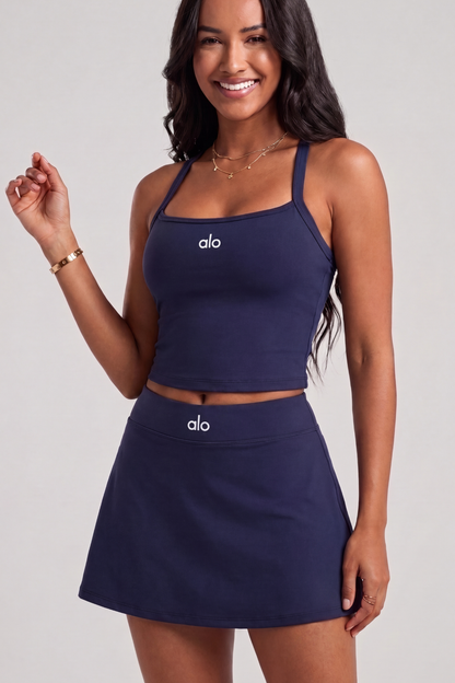 Sports bra and high-waisted skort
