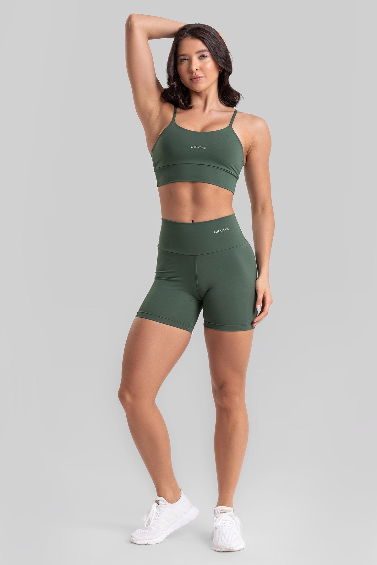 Fitness Set Double-Strap Sports Bra + Leggings + Short Intense – Botanical