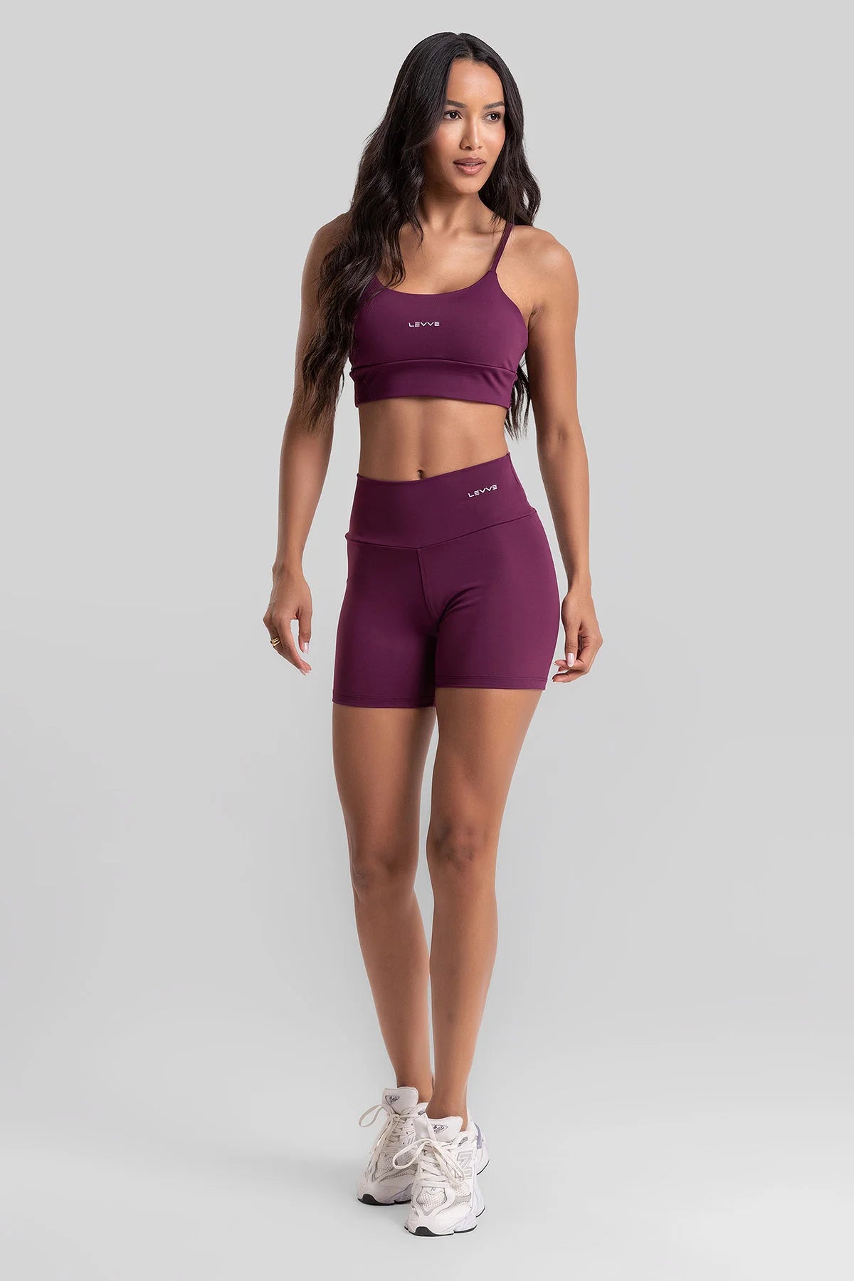 Fitness Set Double-Strap Sports Bra + Leggings + Short Intense – Malbec