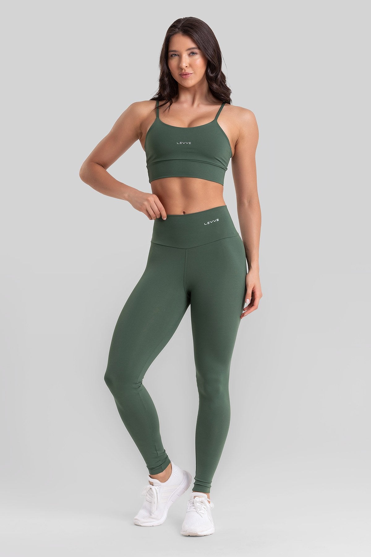 Fitness Set Double-Strap Sports Bra + Leggings + Short Intense – Botanical