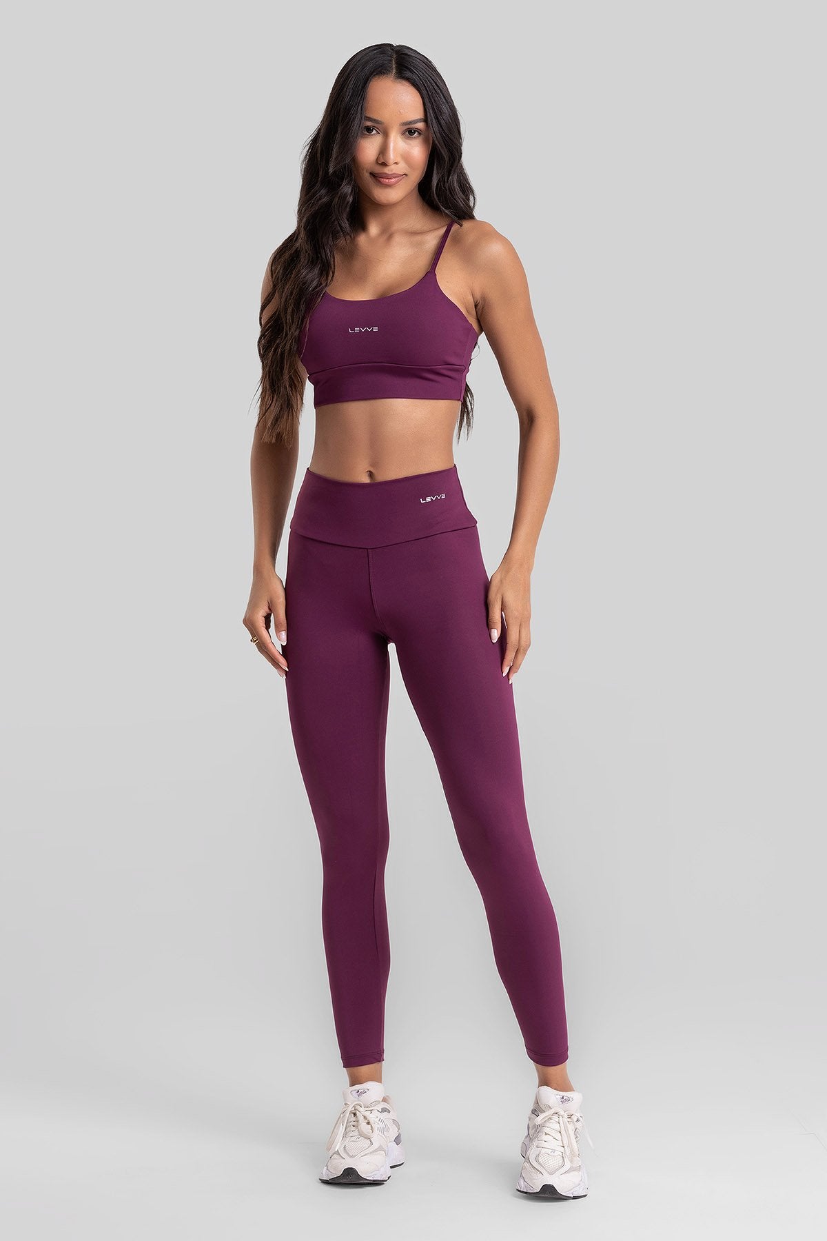 Fitness Set Double-Strap Sports Bra + Leggings + Short Intense – Malbec